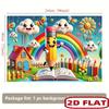 2D Cute Cartoon Cloud Pencil Backdrop for Preschool & Classroom Decoration