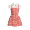 Collegiate Style Fake Two-piece Plaid Suspender Dress for Women Summer New Casual Small A-line Skirt