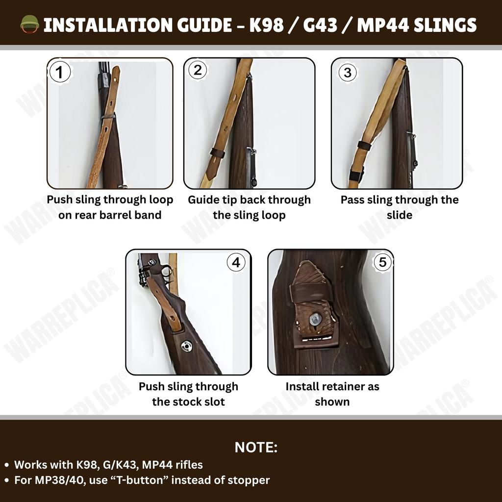 German Mauser K98 WWII Rifle DAK Sling HF-BK21-VAOR