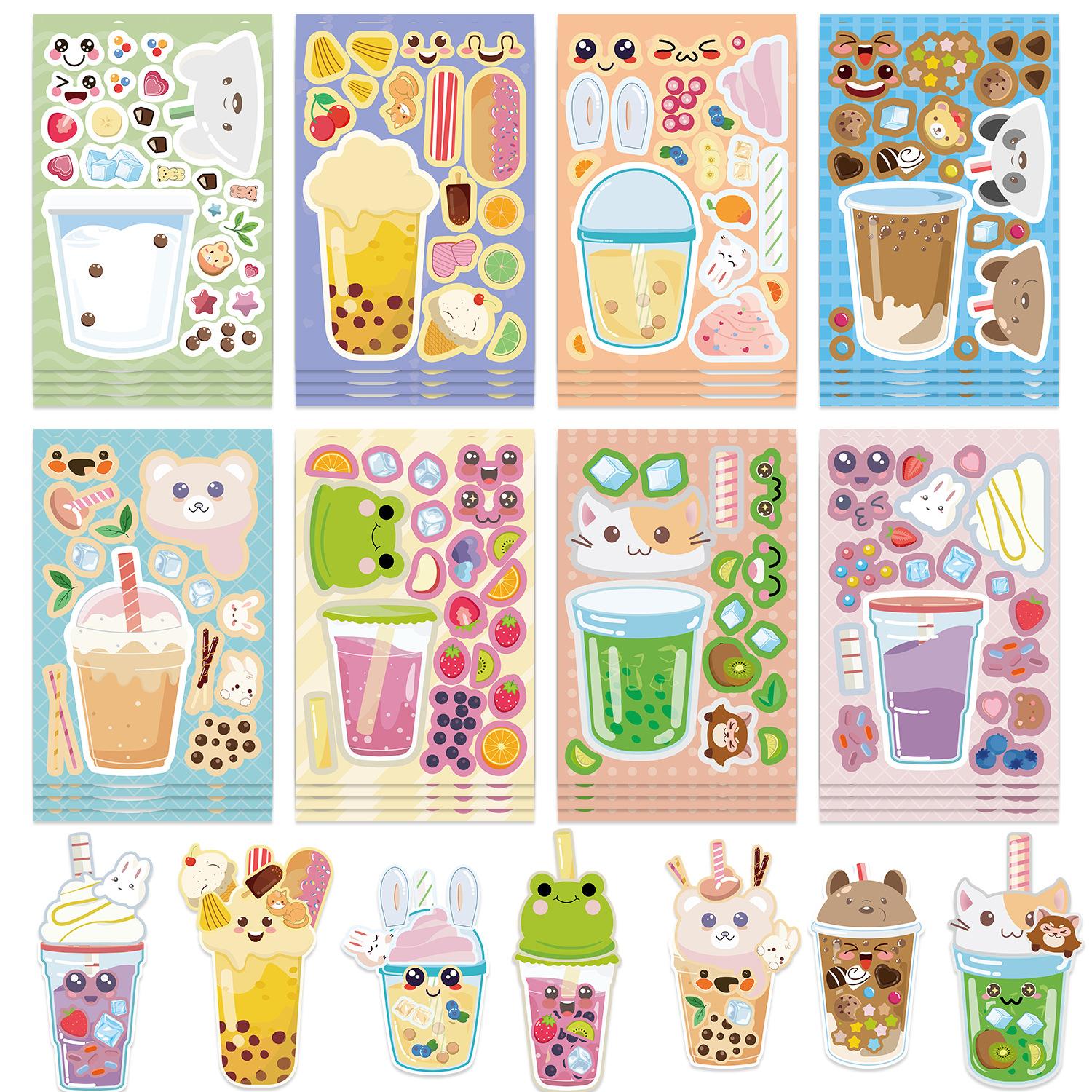 

8/16PCS Cartoon Animal Pearl Milk Tea Collage Children s Toy Decoration Water Cup Mobile Waterproof DIY Stationery Stickers