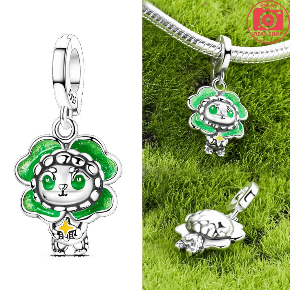 Lucky Four-Leaf Clover Animal Bear Pendant Dwarf Humanoid Original Copper Beads Fit Bracelet Accessory Diy Jewelry Fine Gift