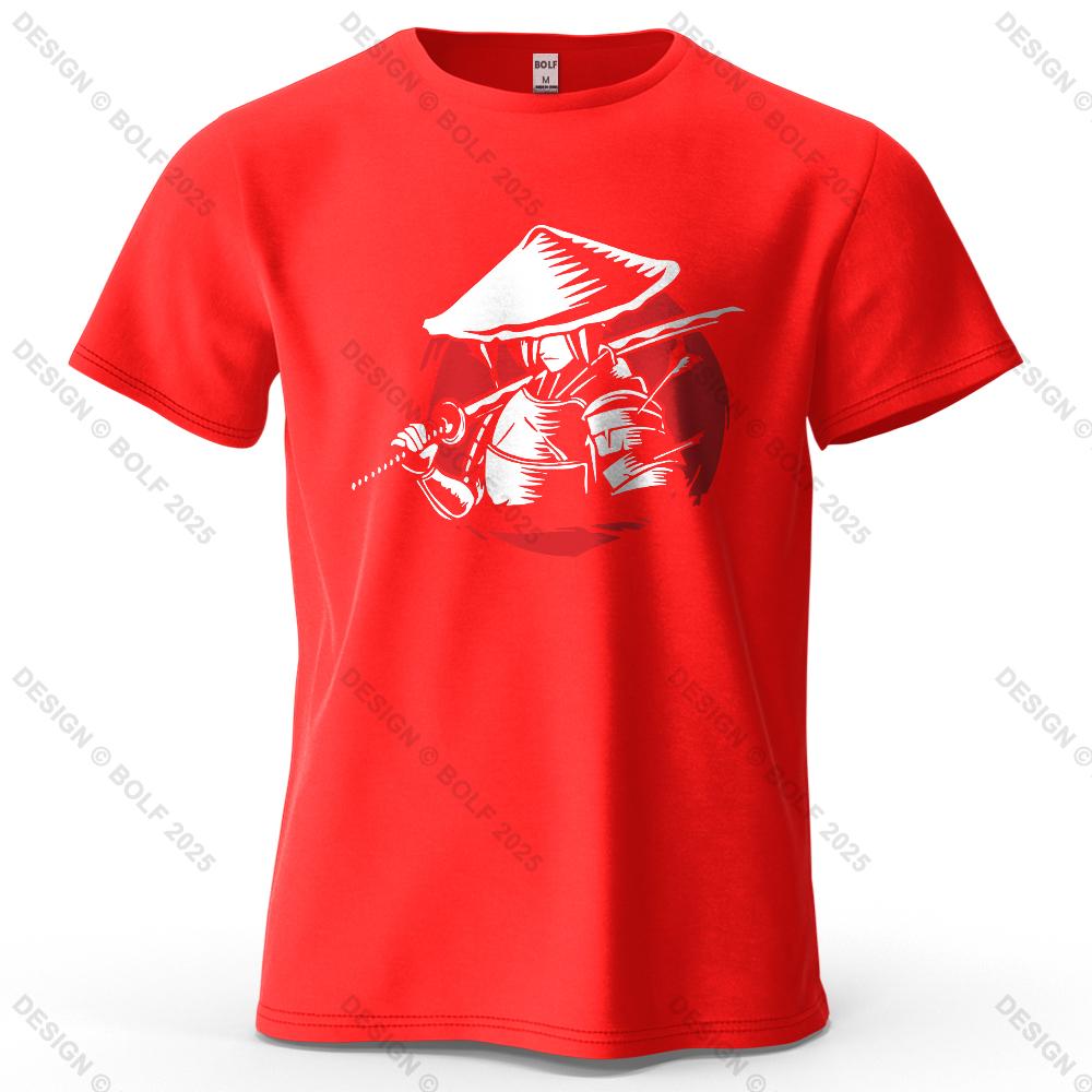 Samurai Cool Printed Men's T-Shirt 100% Cotton Oversized Traditional Graphic Tees for Women Tops Tees Casual Streetwear