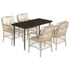 VidaXL Ensemble à Manger de Jardin avec Coussins 5 pcs, Table et Chaises de Patio, Meubles d'Extérieur Terrasse, Moderne, 3212140