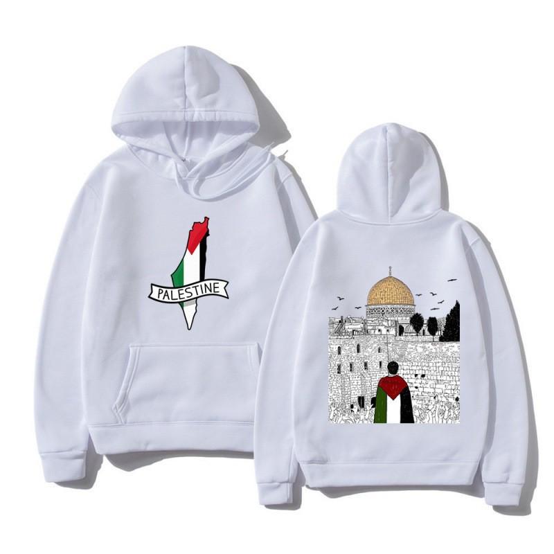 Palestine-Israel Themed Sports Hoodie - Men's Autumn/Winter Fleece Jacket