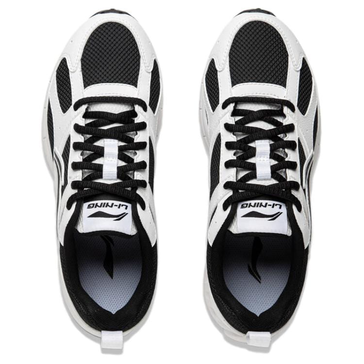 Li Ning Fabric Cushioning Slip Resistant Abrasion Resistant Breathable Low Top Running Shoes Women's White Black ARSU068-5