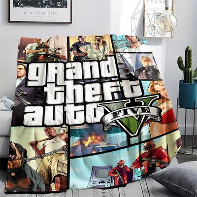 1Pc GTA Print Flannel Blanket, High Quality Comfortable for All Seasons, Home Decor, Warmth and Comfort, Perfect for Christmas Gifts