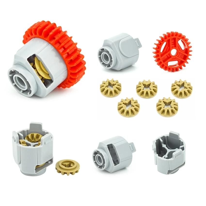 Technical Gear Axle Bricks Parts Worm Rack Conector MOC Train Car Crane Model 18942 18940 62821 Compatible Assembles Particles