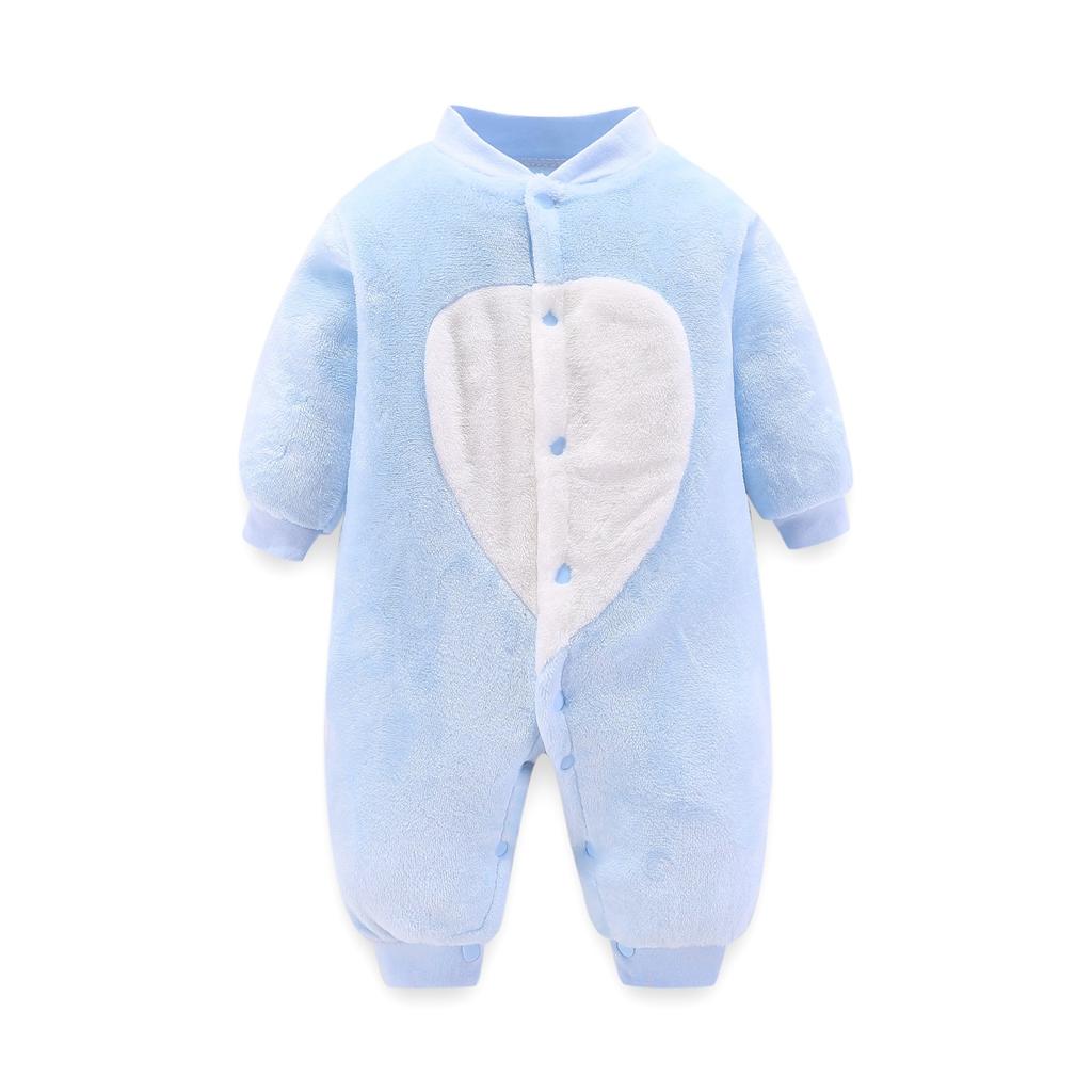 Baby Flannel One Piece Pajamas Newborn Autumn and Winter Plush Home Clothes Infant Bodysuit