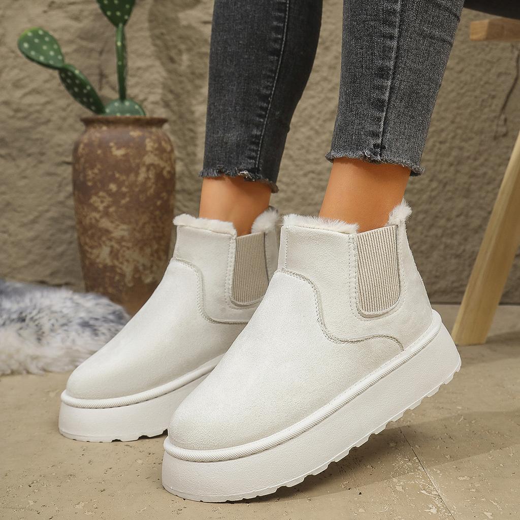 Fashion 2024Women's Boots Rubber Thick Sole Non Slip Platform Ankle Boot Plush Warm Snow Boots for Women Winter Cotton Boots Botas Mujer