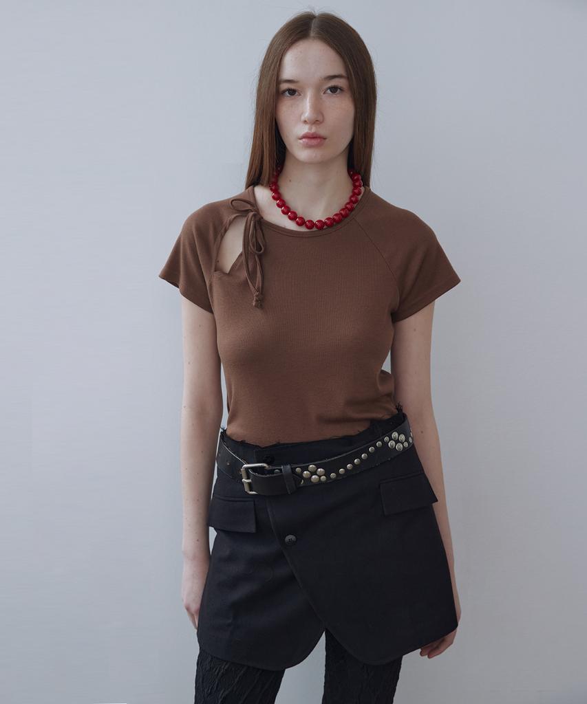 TWENTY FOUR T Two-Way Ribbon T-Shirt Brown