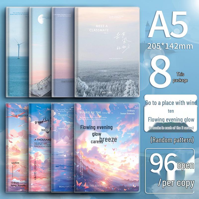 High-Value A5 Notebook: Thickened B5 Plastic Cover, INS Style, Lay-Flat, Lined for Student Use.