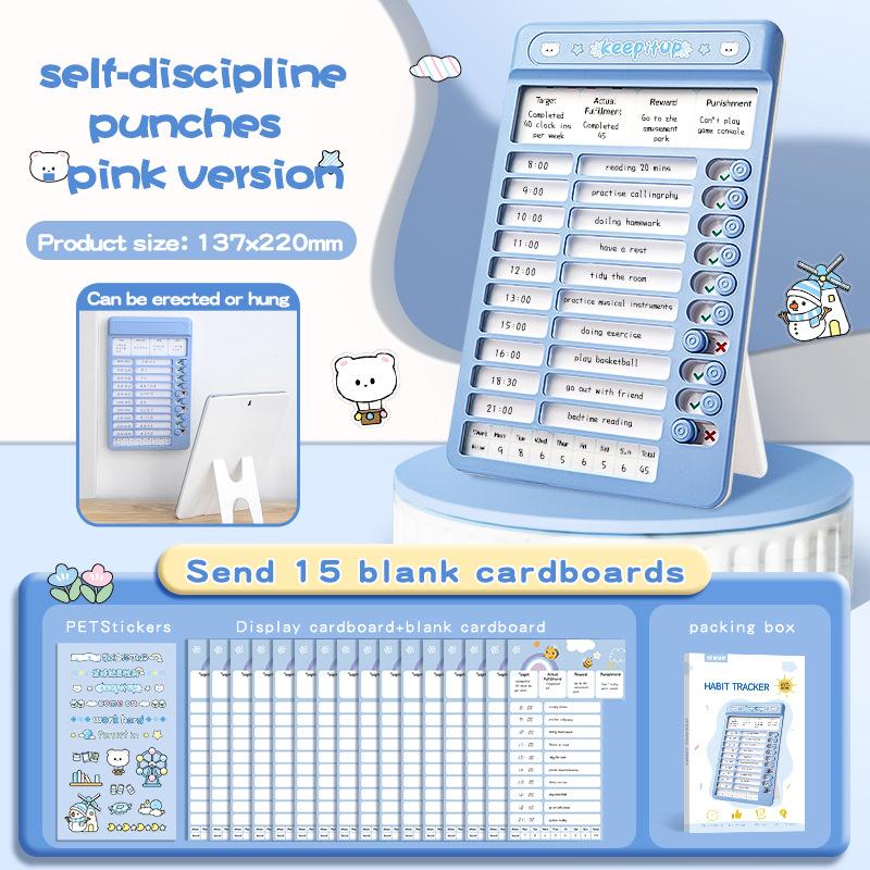 

Self-discipline Check-in Device for Children s Goal Setting Check-in Board Student Daily Study and Reading Schedule Time Manager синій