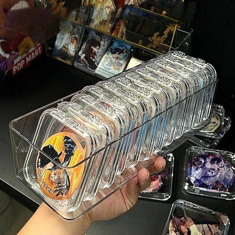 Clear Acrylic Badge Display Case - Dustproof Sealed Square Box with Lockable Lid for Collectible Storage & Showcase