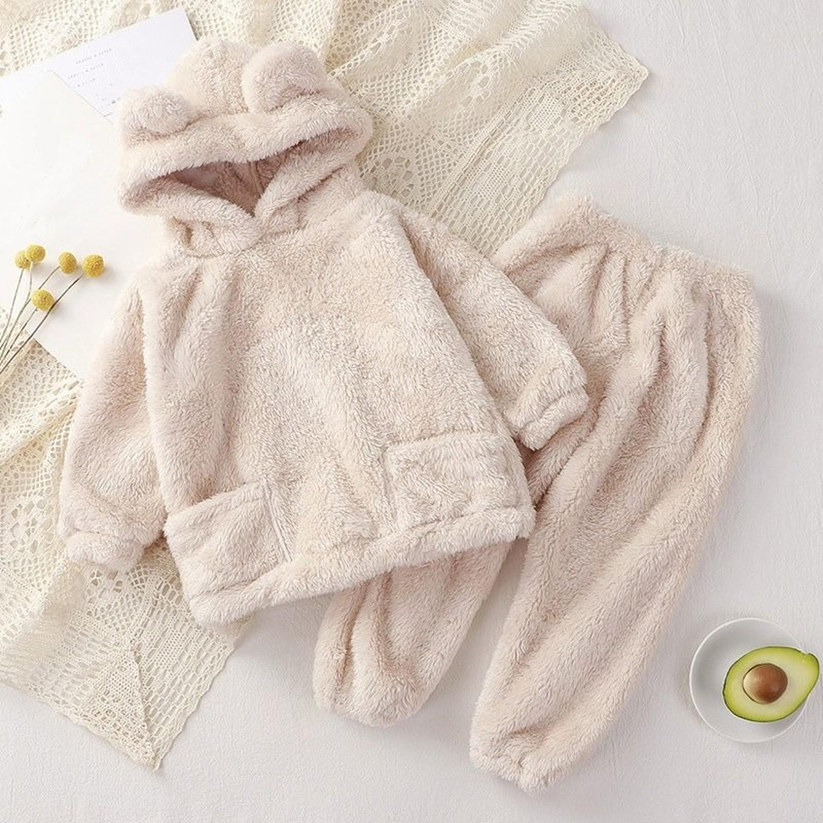 

Милый детский шерстяной вязаный комплект пижамы для малышей 110 бежевый