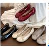 2026Spring Elegant Bowknot Ballet Flats Classic Shoe Round Toe Comfort Slip-On Ladies Fashion Loafers Patent Leather Drive Shoes
