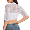 Women Lace Short Shirt Stand Collar Button Front Vintage Style Tops See-through Lace Oktoberfest