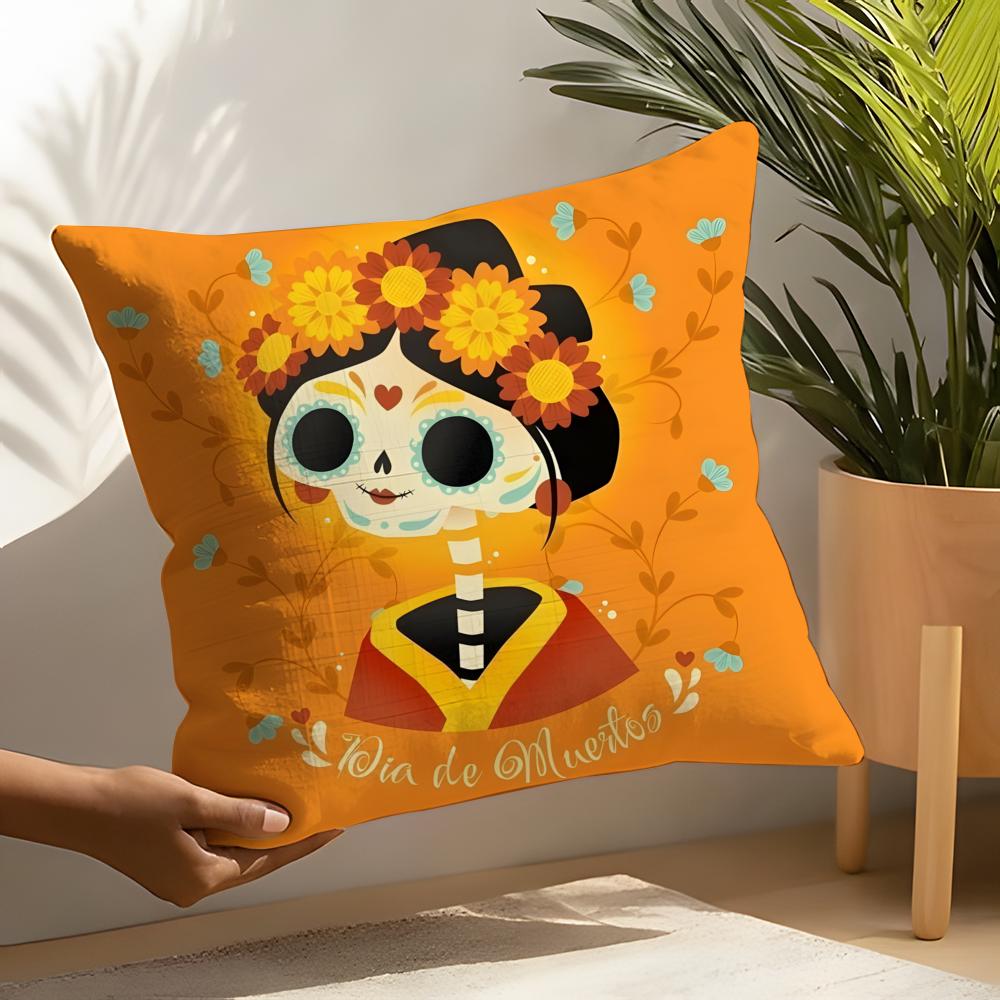 Festival DDia de Muertos  Pillow Case Linen Cushion Covers For Decorative Sofa Home Pillows Case Car Chair Pillows Cases