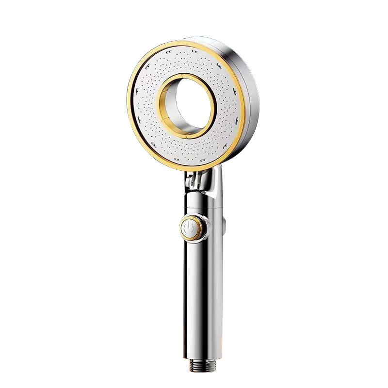 

Home Handheld Hollow Shower Nozzle Three-speed Booster Bathroom Shower Set Filter One-button Water Stop серебряный
