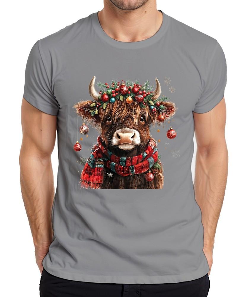 Scottish Highland Cow Christmas Festive Farm Gift Unisexs Tshirt