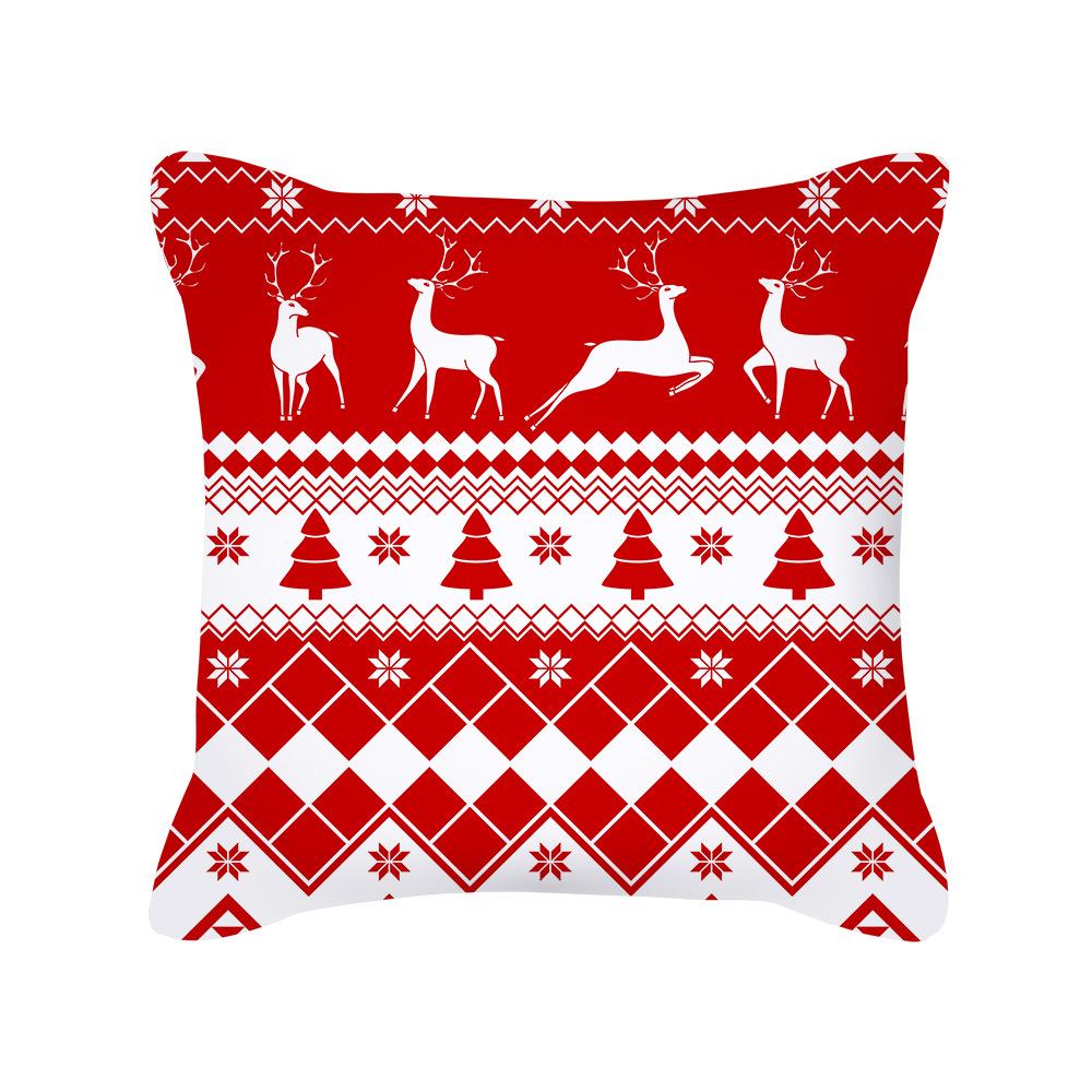 

Red Christmas Elk Snowflake Letter Peach Velvet Pillow Cover Cushion New Home Furnishing 45 * 45cm