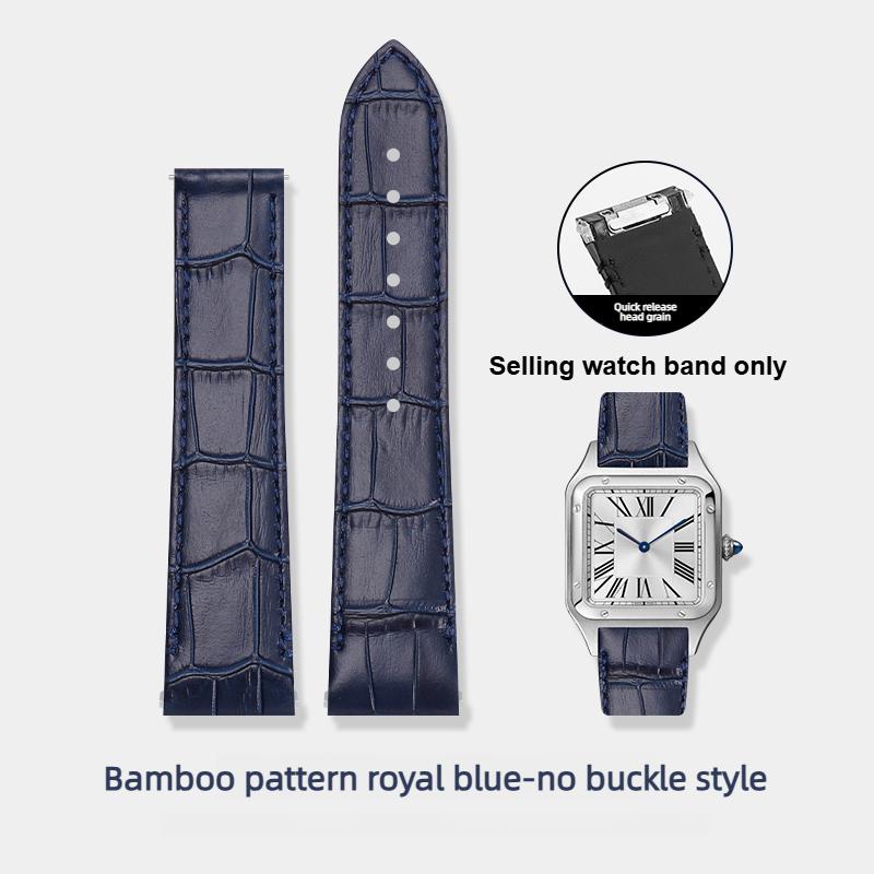 Quick-Release Cow Leather watchband For Cartier Santos  WSSA0009 WSSA0029 Men women replacement watch strap 19mm 21mm Black blue