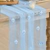 3D Flower Pearl Table Runner Romantic Multi-color Wedding Table Runner Semi-Transparent Vintage Tulle Table Runner Baby Shower