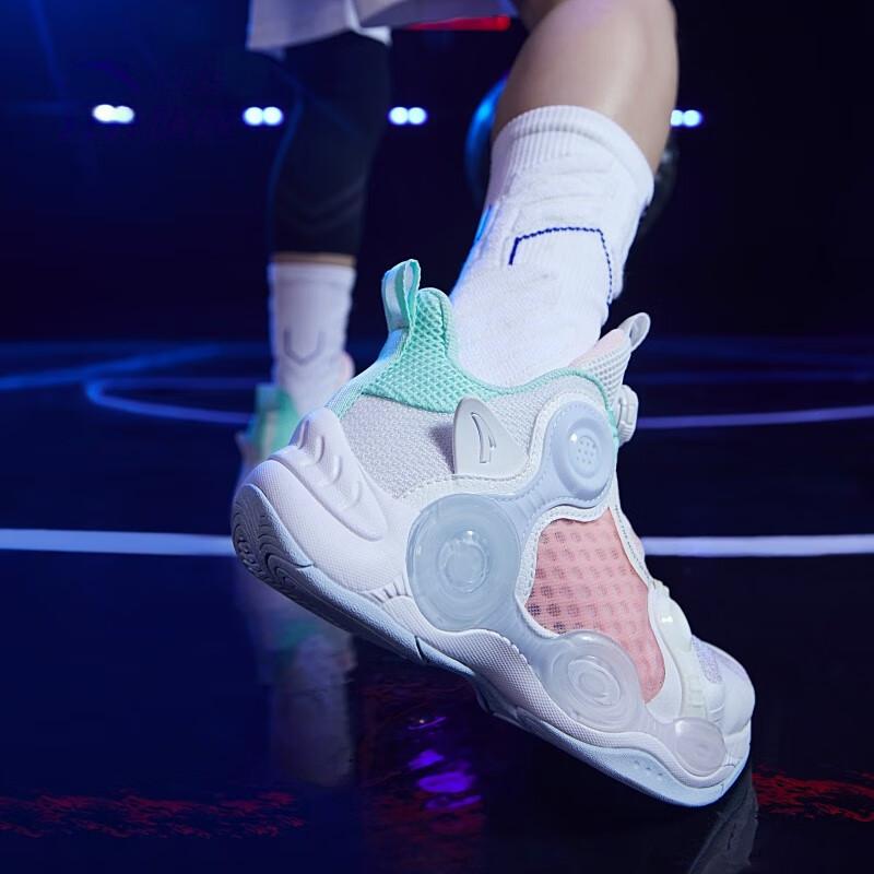 Anta Irregular 1 Non-Slip Shock Absorbing Wear-Resistant Breathable Mid-Top Basketball Shoes Kids sneaker White Green 312221102-7