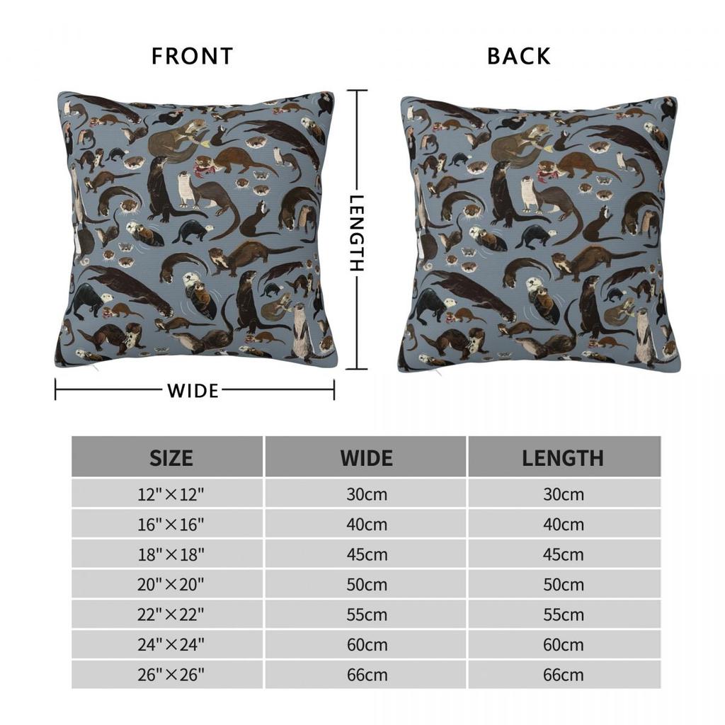 Old World Otters Square Pillowcase Polyester Linen Velvet Printed Zip Decor Bed Cushion Cover 45X45