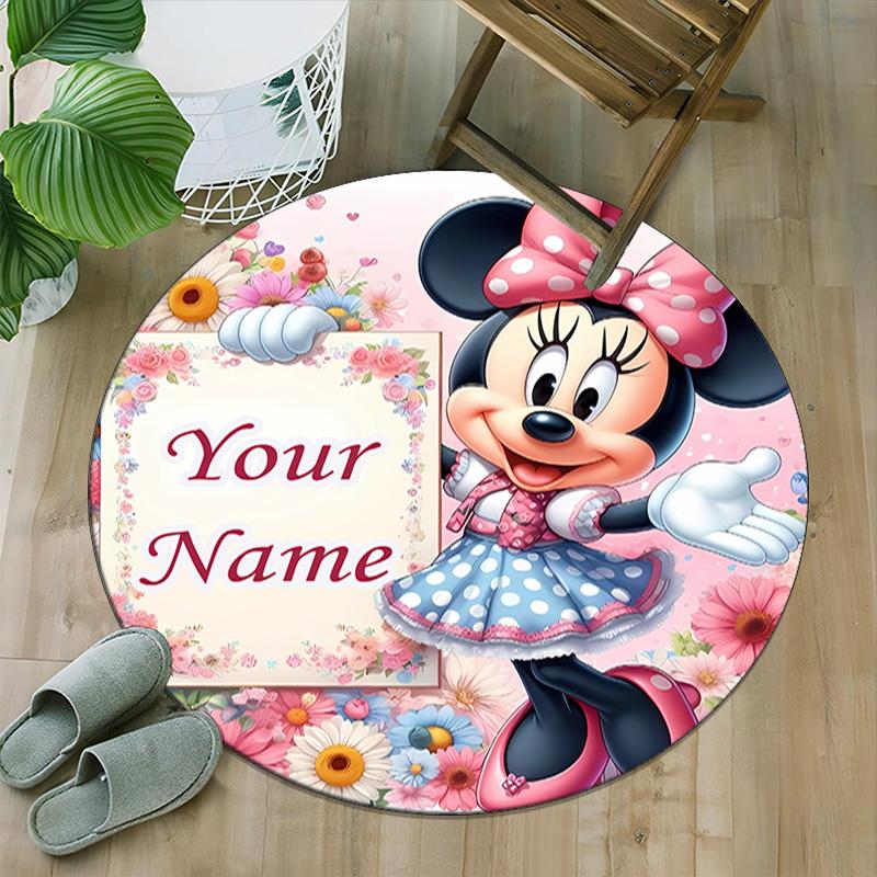 Customizable Minnie (18) Round Non-Slip Carpet - Ideal for Garden, Picnic, Office, Perfect for Decoration, Suitable For All Seasons