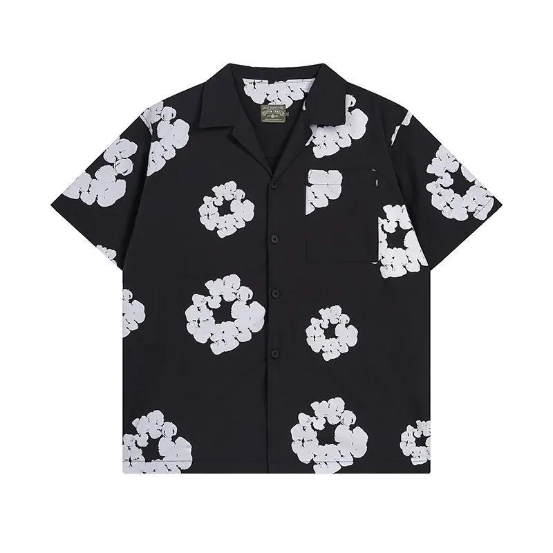 Hawaiian Lily Tropical Floral Print Men's Button-Down Short Sleeve Shirt