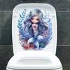 Cartoon Mermaid & Coral Toilet Seat Stickers, Waterproof Removable Self-Adhesive Bathroom Decals