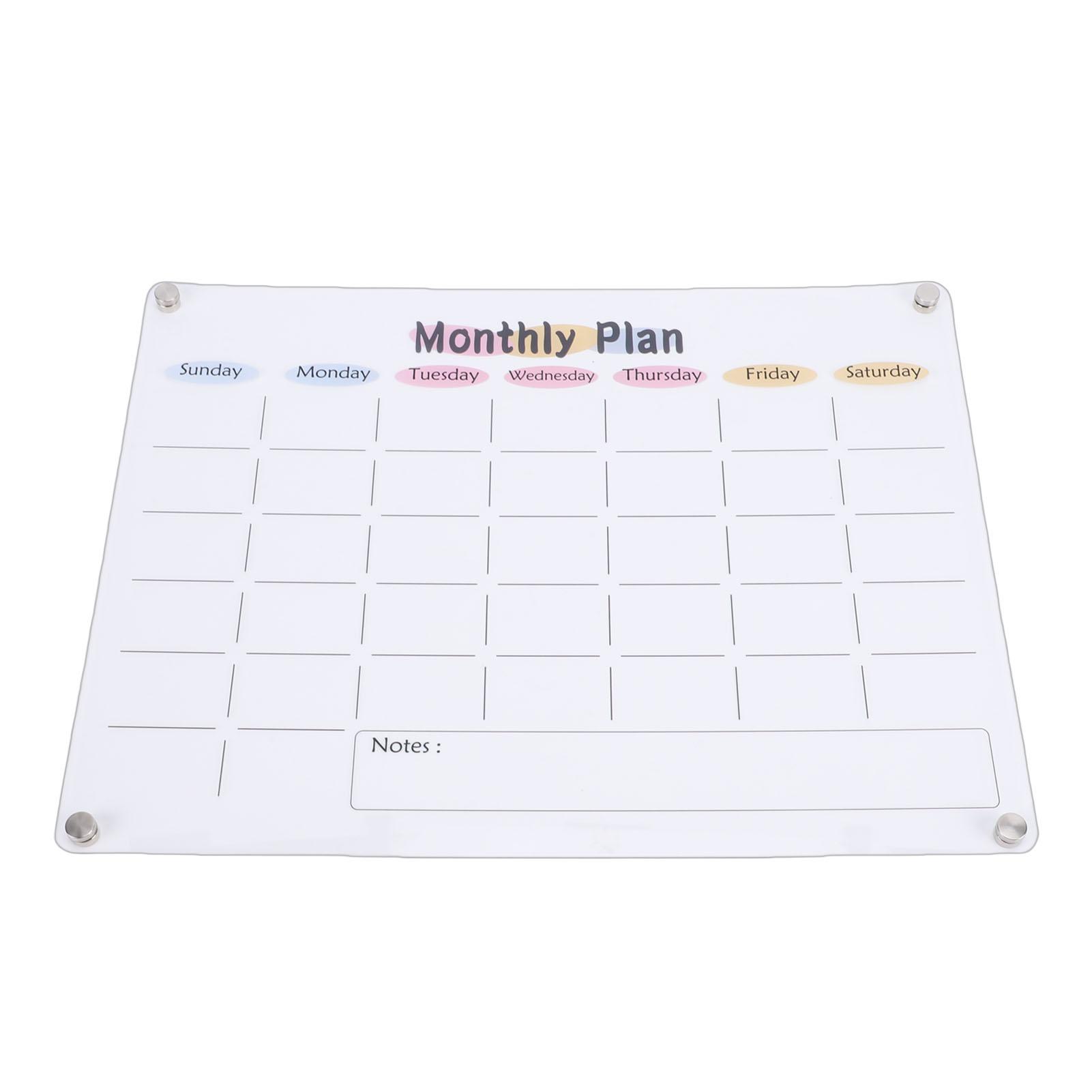 

Clear Acrylic Planning Board with Magnet Fridge Dry Erase Whiteboard for Weekly Monthly Scheduling Home Classroom Use