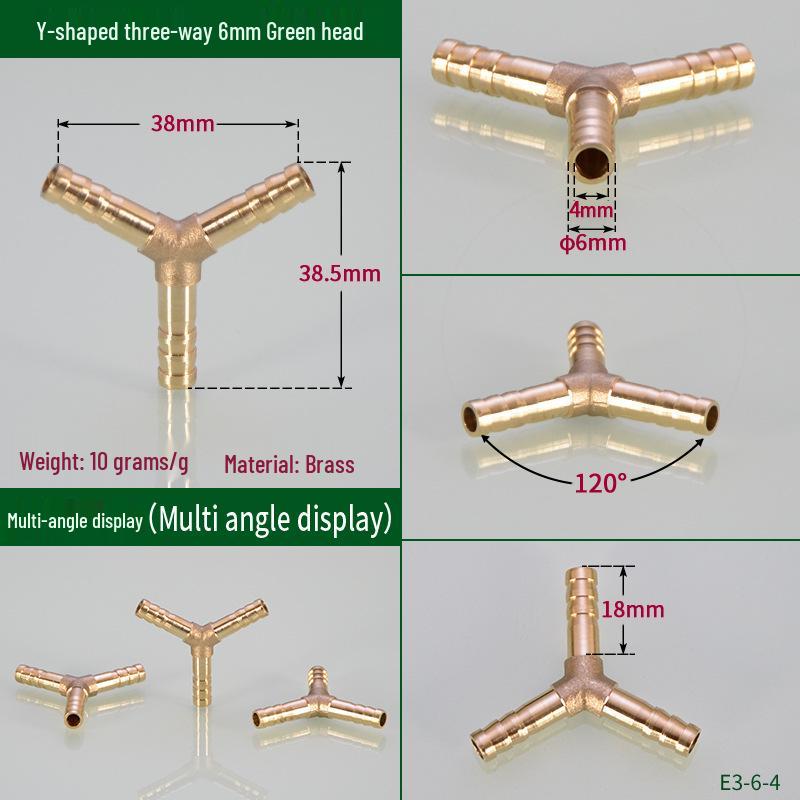 Copper Y-Junction Hose Connector for Soft, Rubber, and Leather Hoses (Sizes: 4mm-19mm)