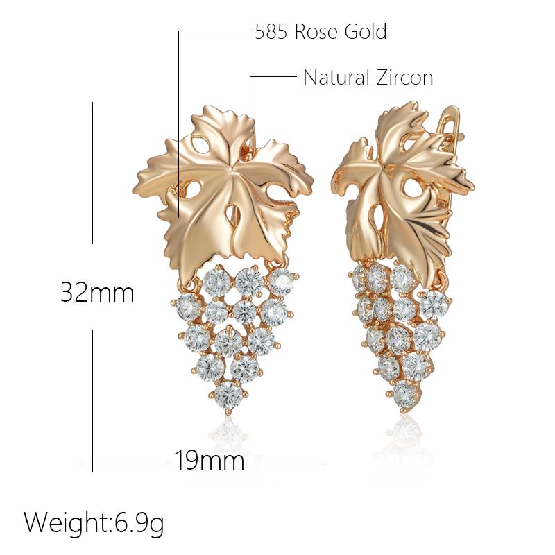 Kienl Full Shiny Natural Zircon Long Big Drop Earring For Women  Rose Gold Color Unique Crystal Grape Daily Vintage Jewelry