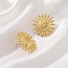 French retro sunflower stud earrings for women, heavy industry hammer texture metal earrings, niche light luxury atmosphere earrings