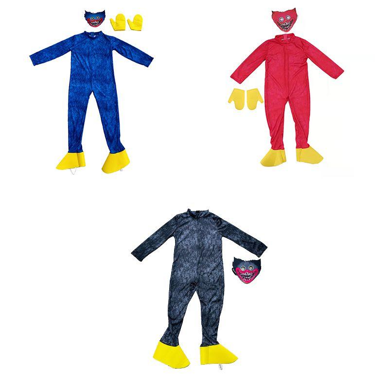 Barn Huggy Wuggy Poppy Playtime Cosplay Kostyme Bodysuit Jumpsuit Maske Hansker For Unisex