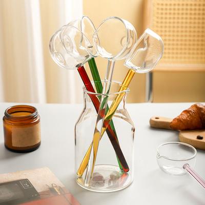 Handmade Glass Long Handle Spoon for Cooking Heat-Resistant Kitchen Utensil for Stirring Serving Scooping Unique Gift for Home Chefs