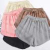 Women's Elastic Waist Wide Leg Shorts Loose Fit Sweatshorts Waffle Knit Medium Stretch Solid Color Summer Casual Loungewear Shorts