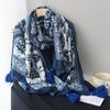 Yunnan Ethnic Tassel Tie-Dye Blue Scarf - Fashionable Travel & Sun Protection Shawl