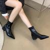 Vintage Women Ankle Boots Fashion Pointed Toe Autumn Winter High Heel Ladies Elegant Stretch Slim Short Booties woman 2025 trend