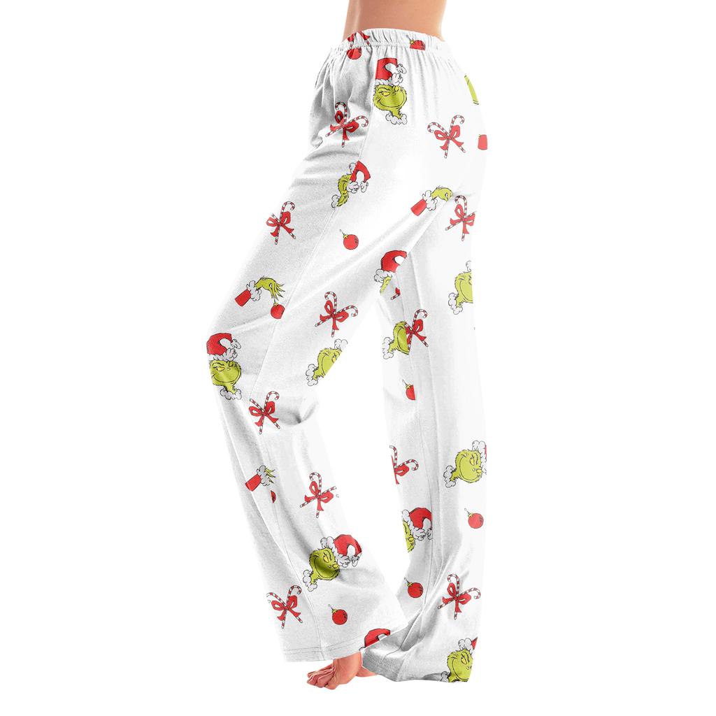 Pyjamasbukser Nattøy Fritidssnor Elastisk midje Bukser Komfortable Rette Yoga Løse Bukser