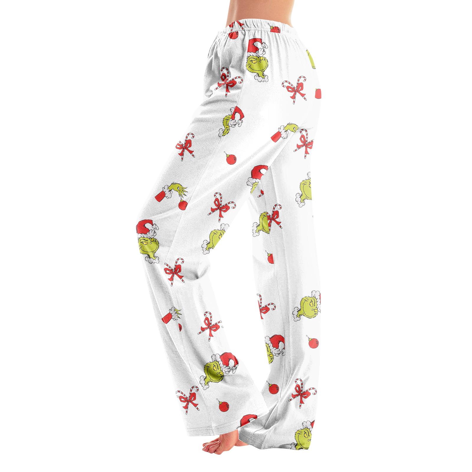 

Пижамные брюки Домашняя одежда Повседневные Брюки на кулиске с эластичной талией Удобные Прямые Брюки для йоги Свободные L белый