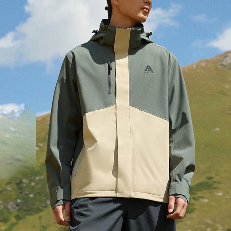 Anta Water Shell Spliced Zipper Hooded Three-In-One Fleece Waterproof Windproof Jacket Men Jacket Aquatic-Green 952347607-3