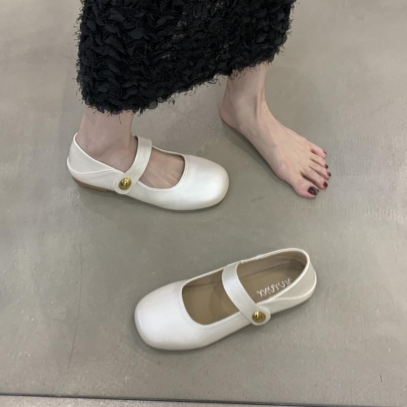 

Балетки женские летние новые серебристые туфли Мэри Джейн на одной пуговице с юбкой одинарные туфли 40 бежевый