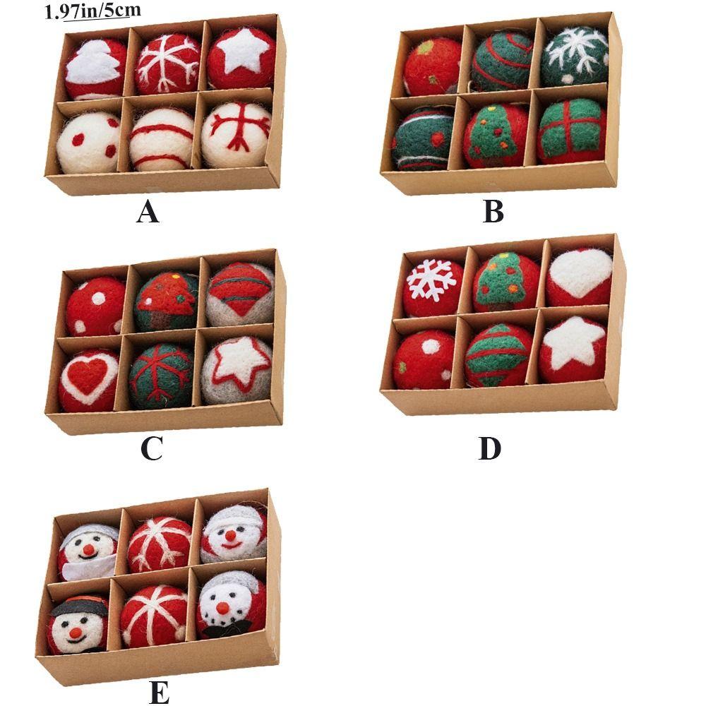 6pcs Hanging Felt Christmas Ball Wool Felt Christmas Pendant Colorful   Xmas Tree