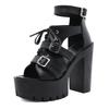 2024 Sandals Rome Gladiator Slingbacks Peep Toe Women Flats Shoes Gothic Creepers Ladies Plus Size 41 42 43