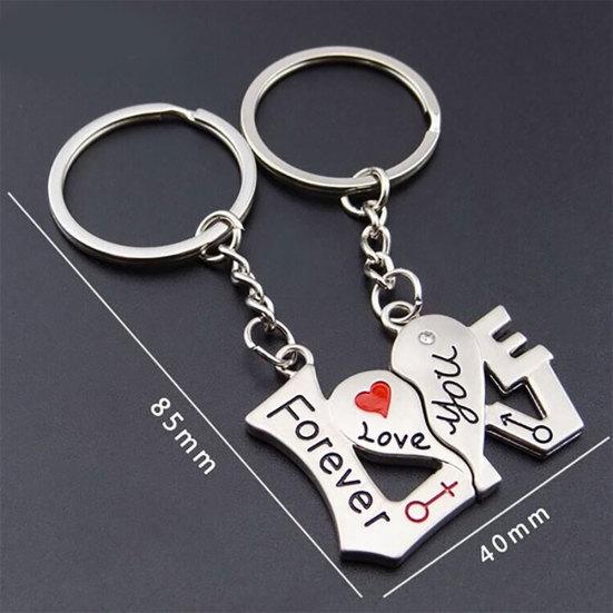 2 buc/Set Te iubesc pentru totdeauna Inimă Pandantiv asortat Breloc Cadou pentru cuplu