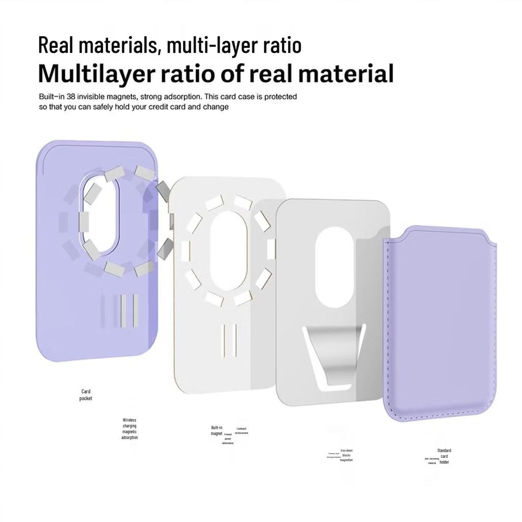 MagSafe Magnetic Card Holder Sleeve for iPhone 16/17, Strong Magnetic PU Leather, Official Style