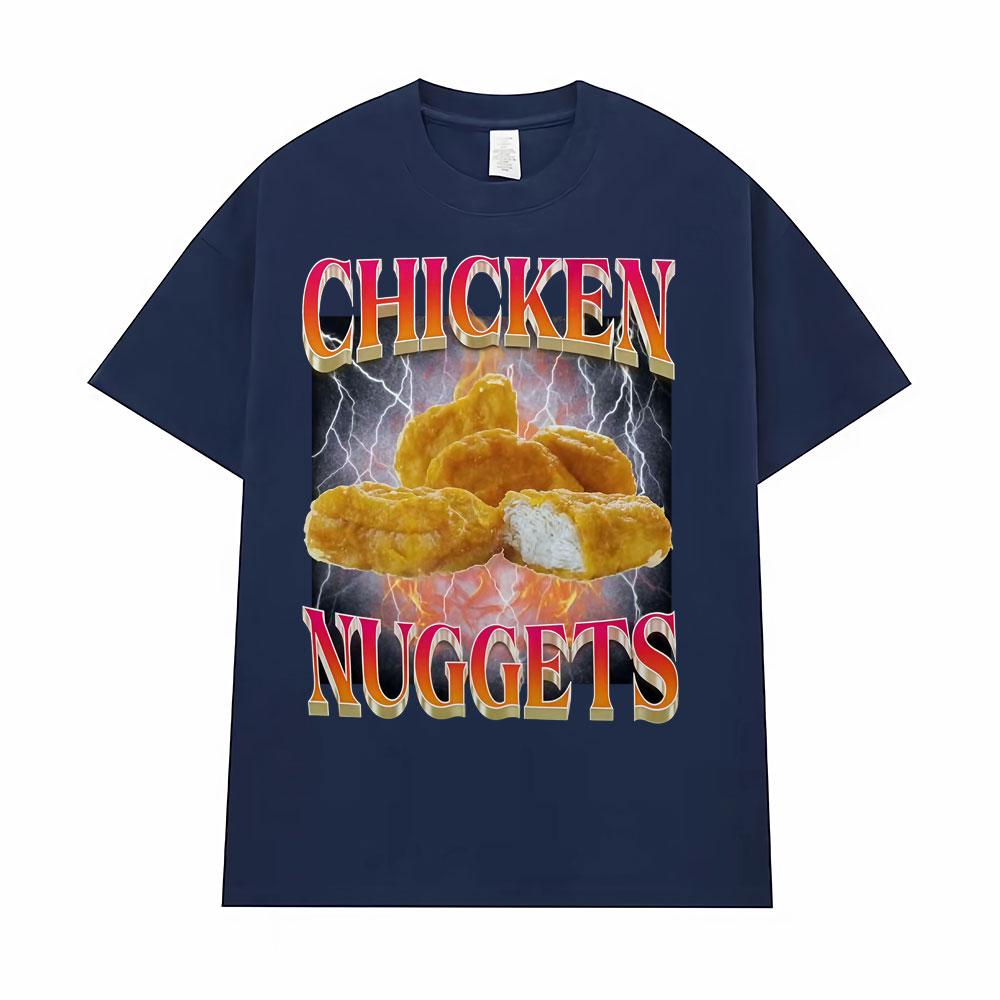 Chicken Nuggets Vintage Style Funny Meme Tshirt Unisex Women Summer Tops ONeck T Shirts Fashion Humor Cotton Short Sleeve T Shirt