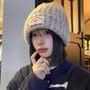 Korean Style Bow Patch Warm Knitted Woolen Hat for Women In Autumn and Winter Cold Hat Showing Face Small Big Head Circumference Hat